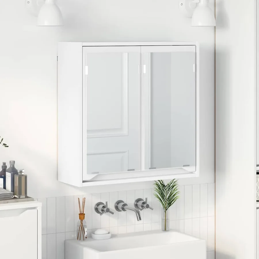 Armoire Miroir de Salle de Bain Blanc 60 x 20 x 60 cm