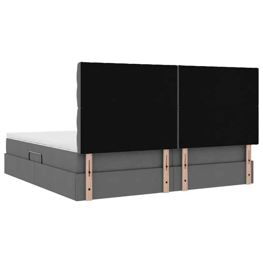 Lit avec rangement et matelas Gris foncé 200 x 200 cm tissu - 11