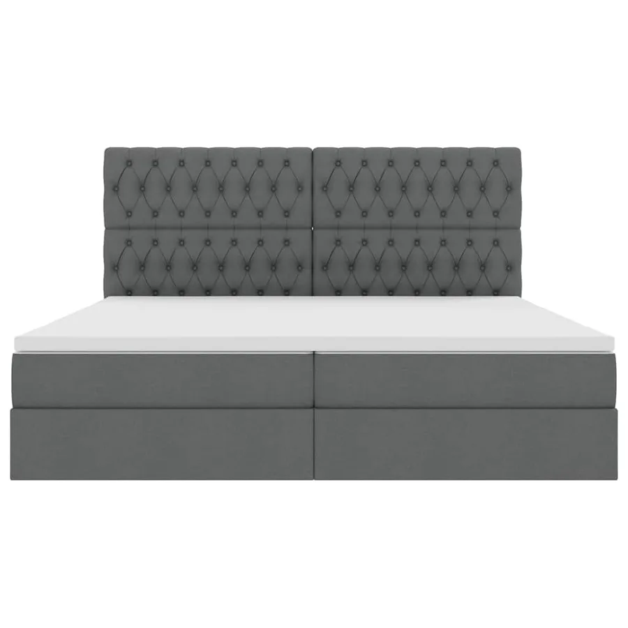 Lit avec rangement et matelas Gris foncé 200 x 200 cm tissu - 7