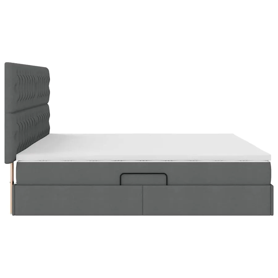 Lit avec rangement et matelas Gris foncé 200 x 200 cm tissu - 8