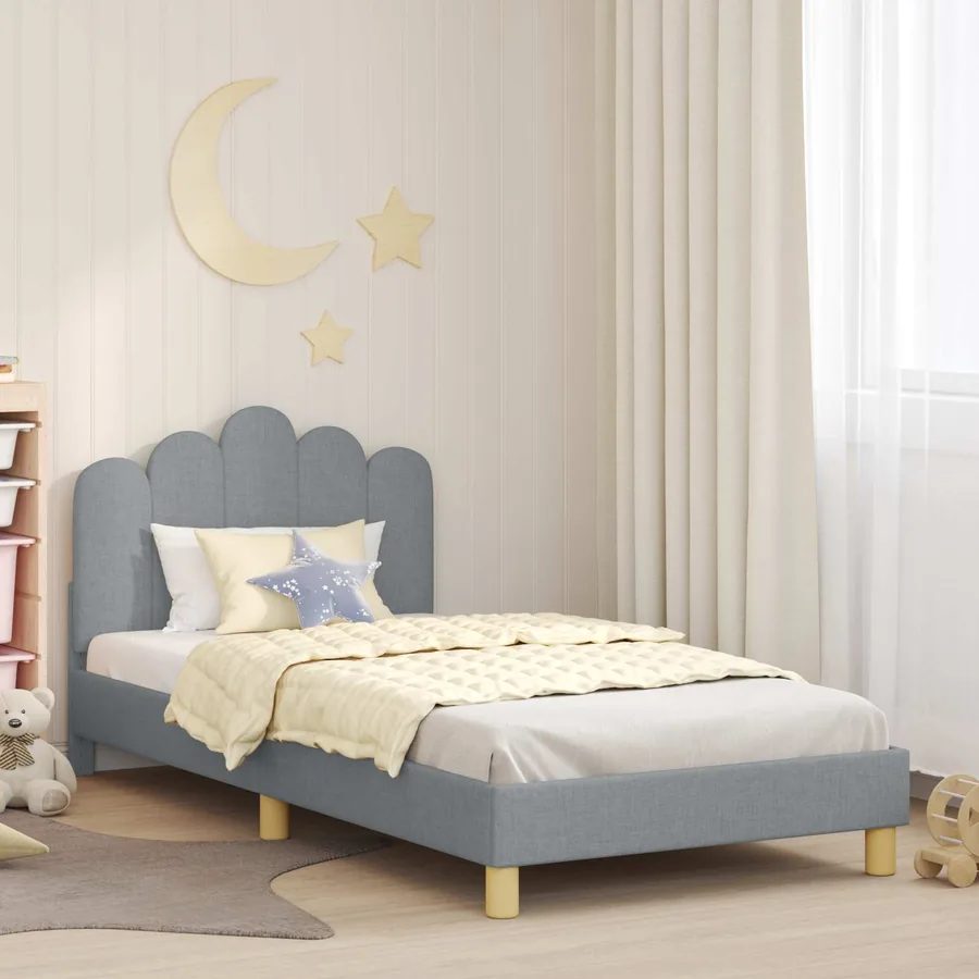 Cadre de lit pour enfants avec tête de lit Gris clair Tissu