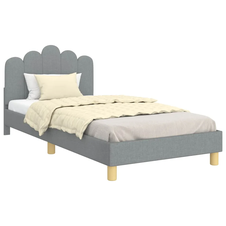 Cadre de lit pour enfants avec tête de lit Gris clair Tissu - 2