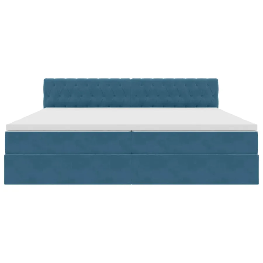 Lit de Rangement avec matelas Bleu foncé 200 x 200 cm Velours - 6