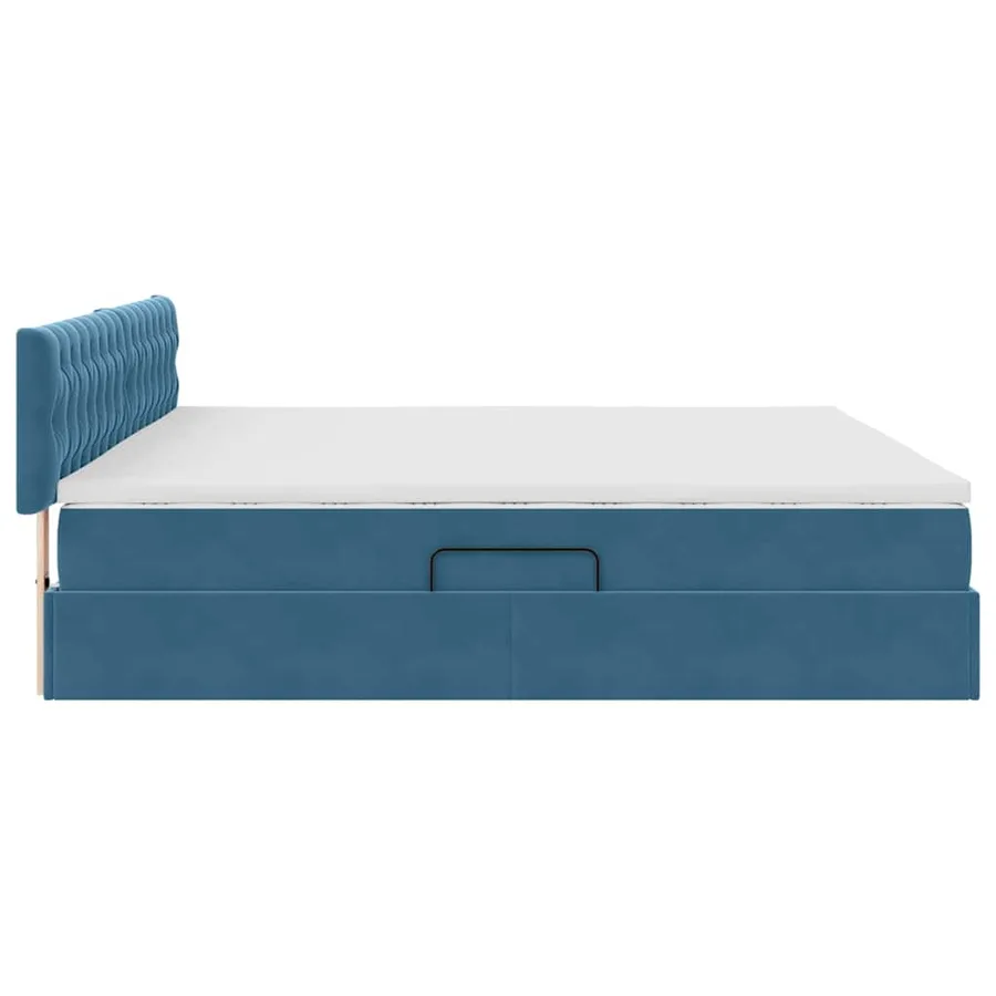 Lit de Rangement avec matelas Bleu foncé 200 x 200 cm Velours - 9