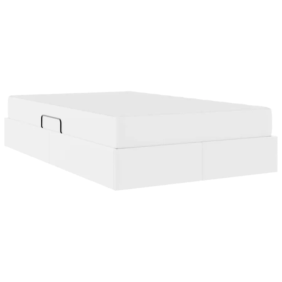 Lit avec rangement et matelas avec matelas 2 pcs Blanc Cuir - 10