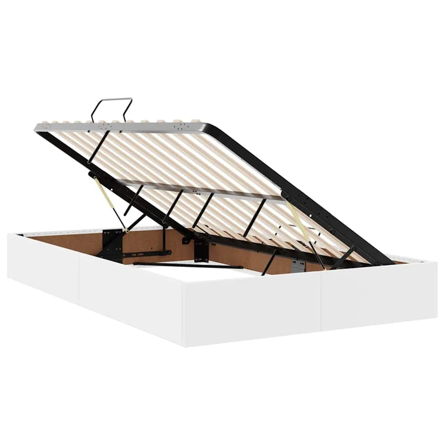 Lit avec rangement et matelas avec matelas 2 pcs Blanc Cuir - 6