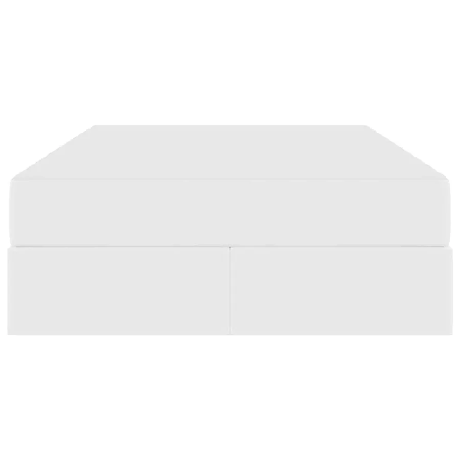 Lit avec rangement et matelas avec matelas 2 pcs Blanc Cuir - 7
