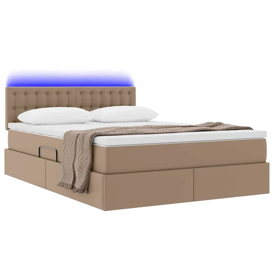 Lit avec rangement et LED avec matelas Cappuccino 140 x 190 cm - 3