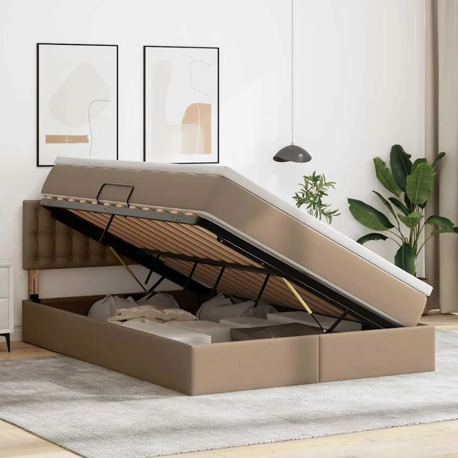 Lit avec rangement et LED avec matelas Cappuccino 140 x 190 cm - 4