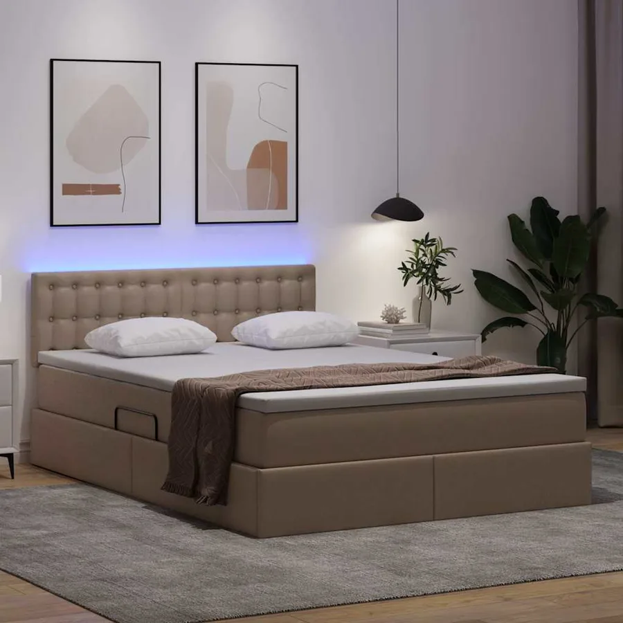 Lit avec rangement et LED avec matelas Cappuccino 140 x 190 cm - 5