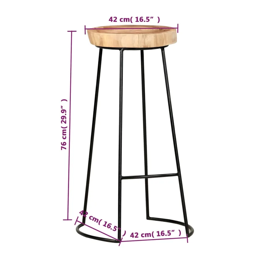 Tabourets de bar lot de 2 bois d'acacia massif - 8
