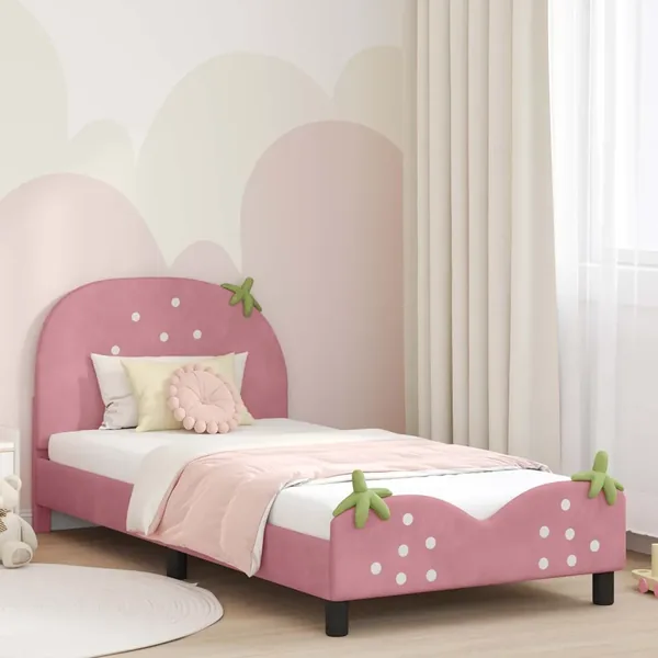 Cadre de lit pour enfants avec tête de lit Rose 90 x 200 cm