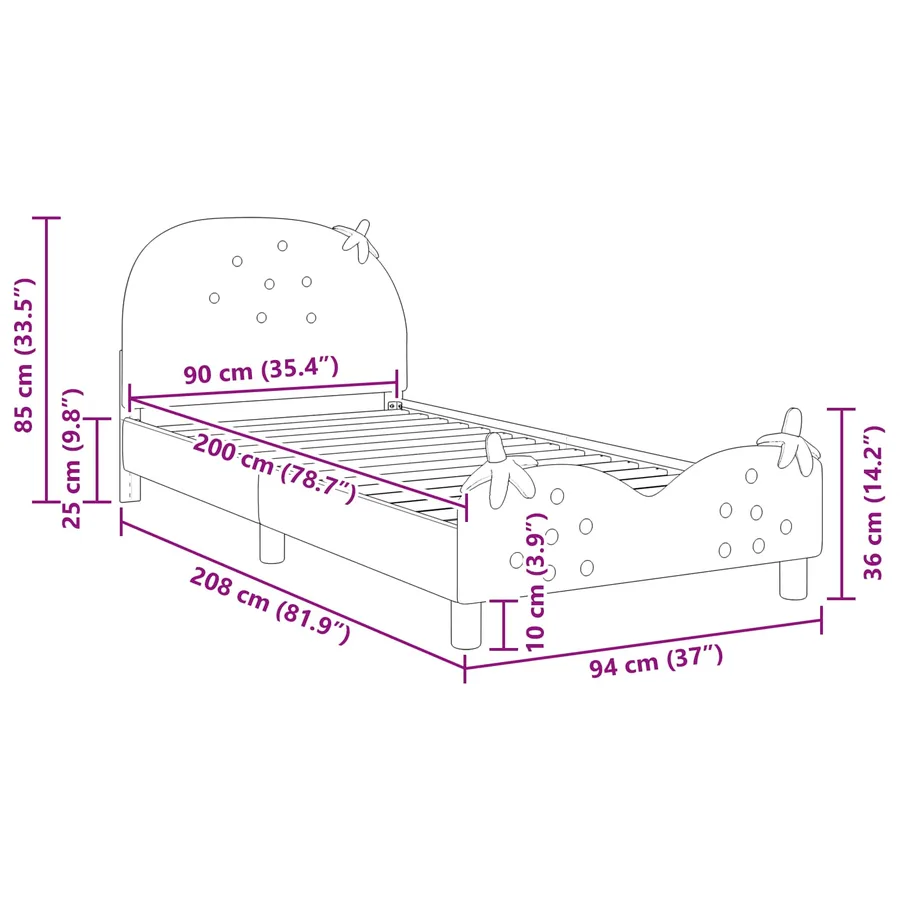 Cadre de lit pour enfants avec tête de lit Rose 90 x 200 cm - 10