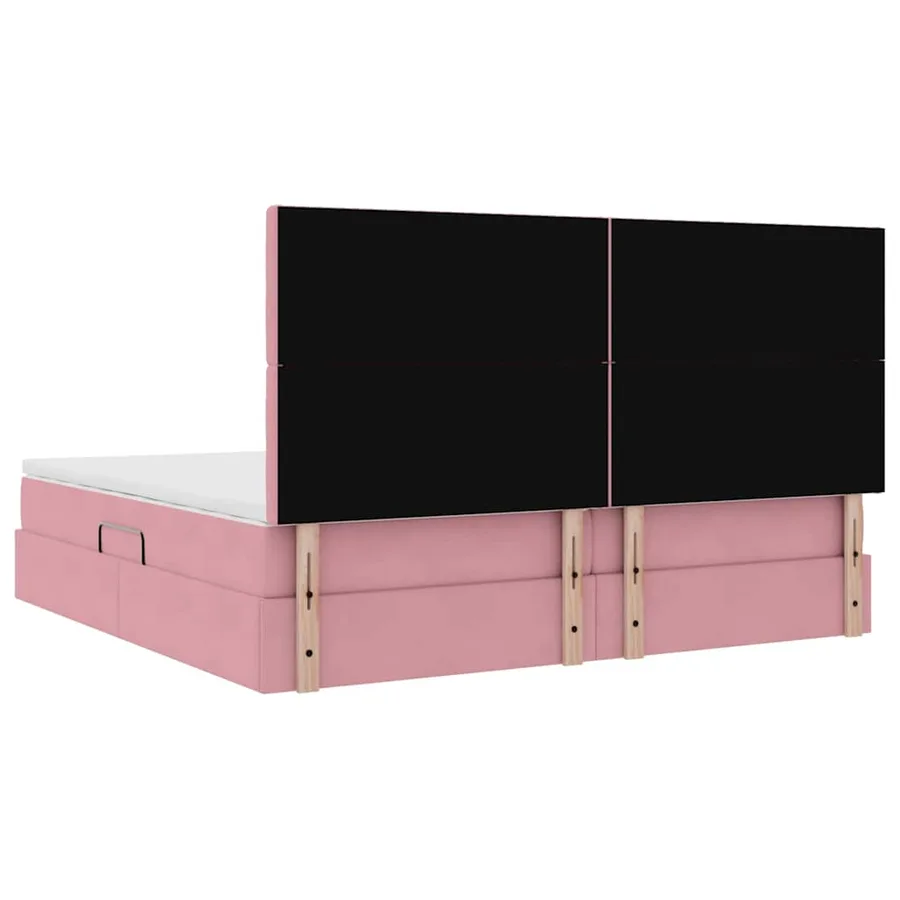 Lit de rangement LED avec matelas Rose 200 x 200 cm Velours - 12