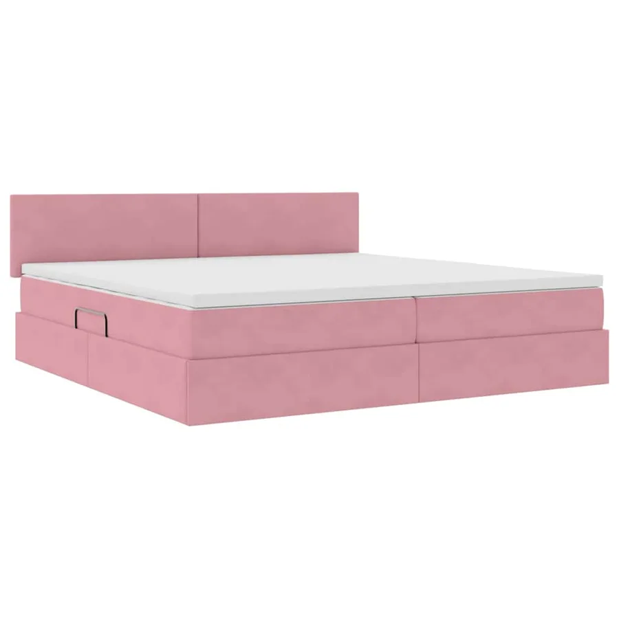 Lit de rangement LED avec matelas Rose 200 x 200 cm Velours - 6