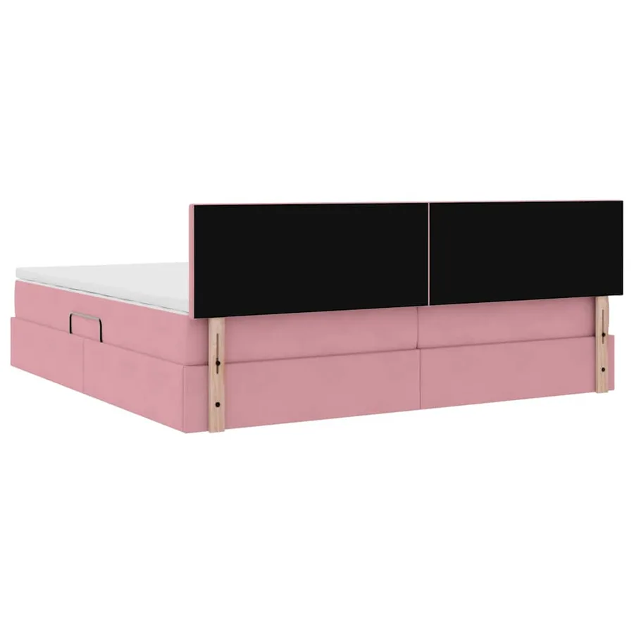 Lit de Rangement avec matelas Rose 200 x 200 cm Velours - 10
