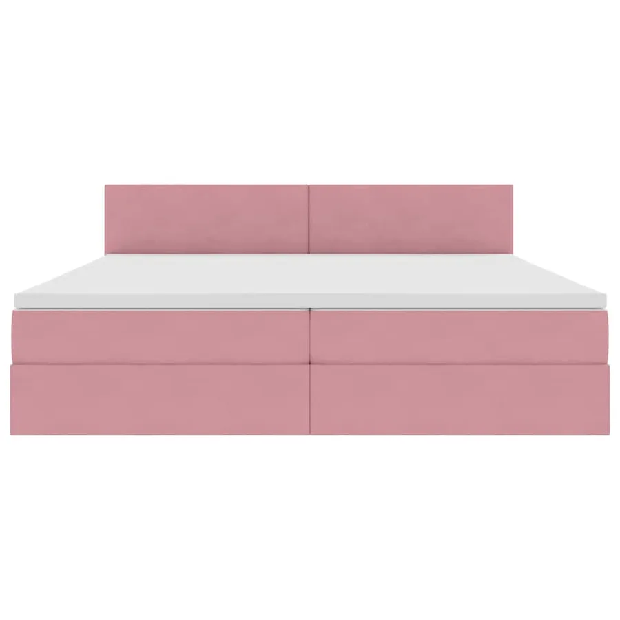 Lit de Rangement avec matelas Rose 200 x 200 cm Velours - 6