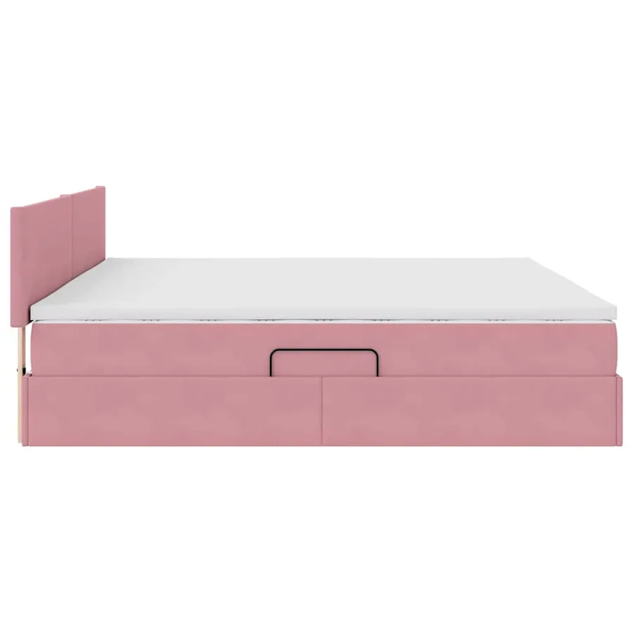 Lit de Rangement avec matelas Rose 200 x 200 cm Velours - 9