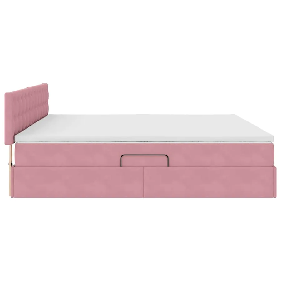 Lit de rangement LED avec matelas Rose 200 x 200 cm Velours - 11
