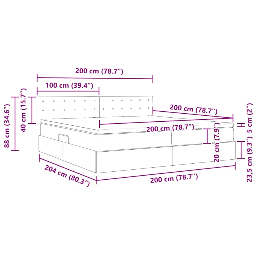 Lit de rangement LED avec matelas Rose 200 x 200 cm Velours - 17