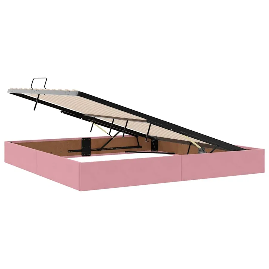 Lit de rangement LED avec matelas Rose 200 x 200 cm Velours - 7