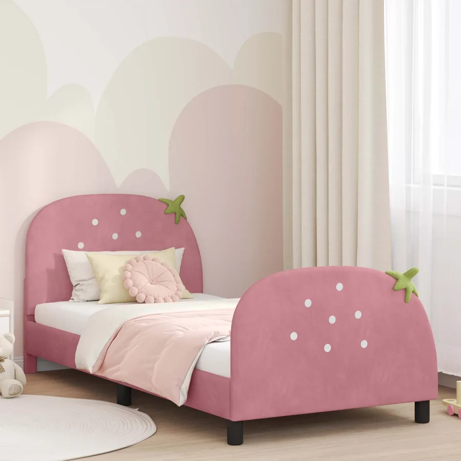 Cadre de lit pour enfants avec tête de lit Rose 90 x 200 cm