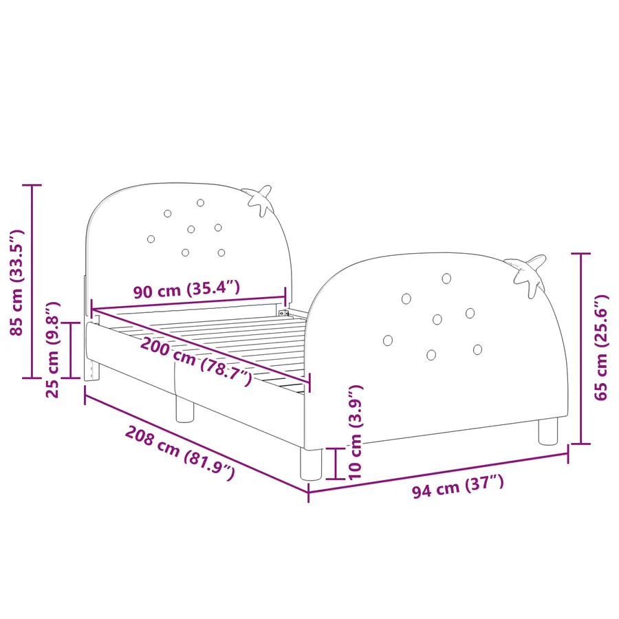 Cadre de lit pour enfants avec tête de lit Rose 90 x 200 cm - 10