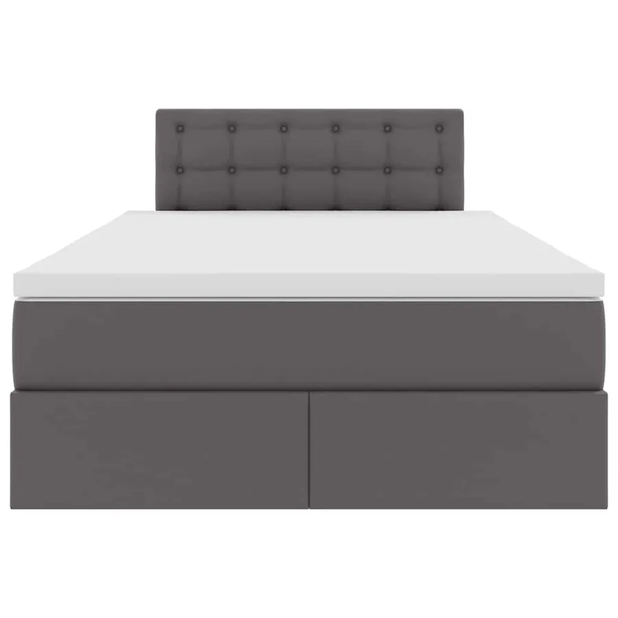 Lit avec rangement et matelas Gris 120 x 190 cm Simili cuir - 7