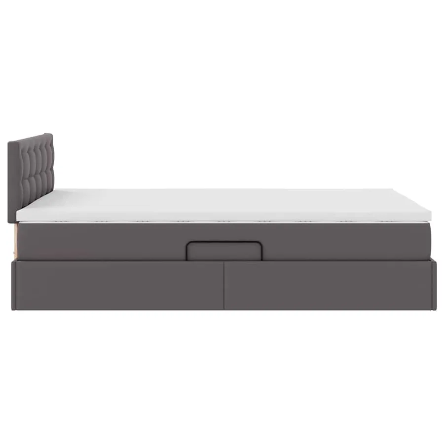 Lit avec rangement et matelas Gris 120 x 190 cm Simili cuir - 8
