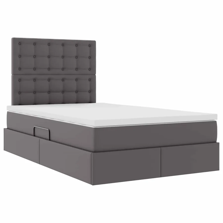 Lit de Rangement Gris 120 x 190 cm Cuir synthétique - 5