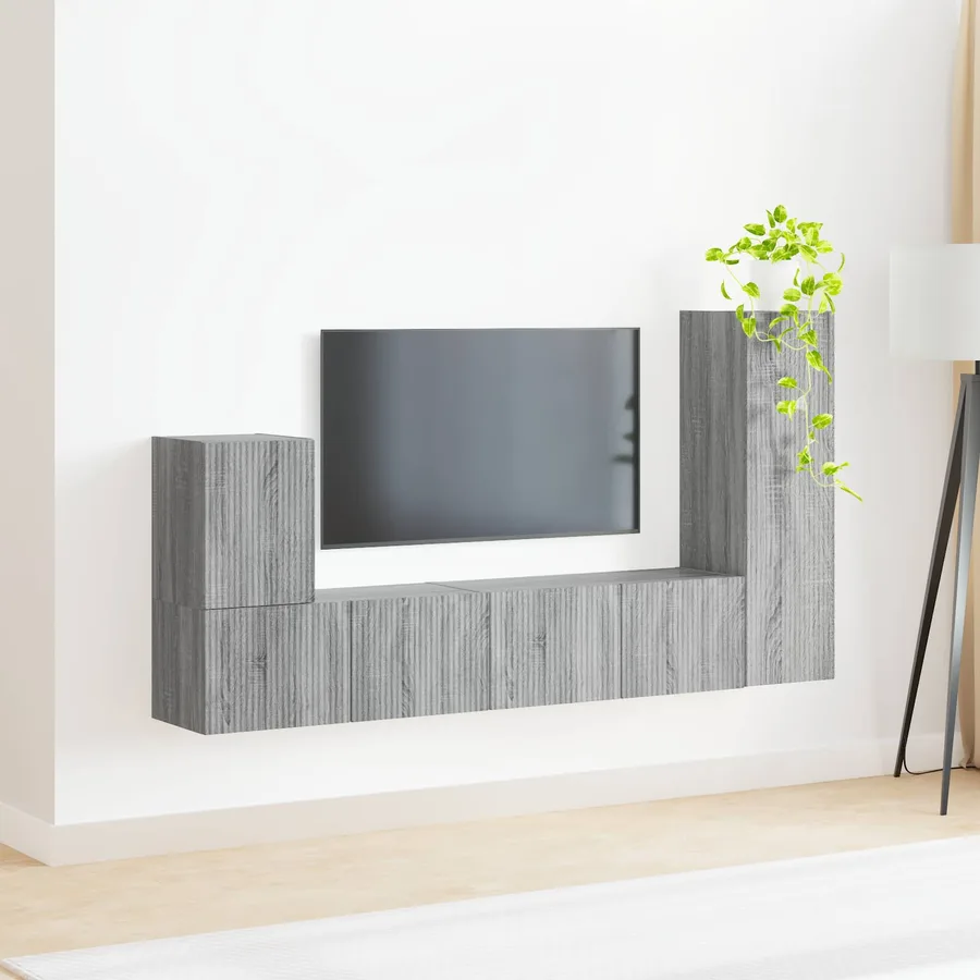 Ensemble meuble TV 3 pcs Gris Sonoma Bois d'ingénierie - 4