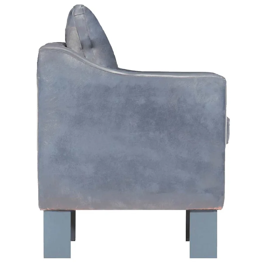 Chaise cabriolet Gris cuir véritable - 3