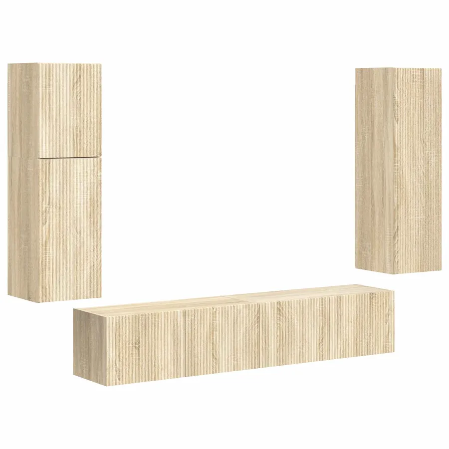 Ensemble meuble TV 4 pcs Chêne Sonoma Bois d'ingénierie - 2