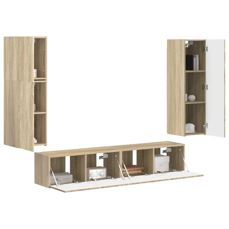 Ensemble meuble TV 4 pcs Chêne Sonoma Bois d'ingénierie - 3