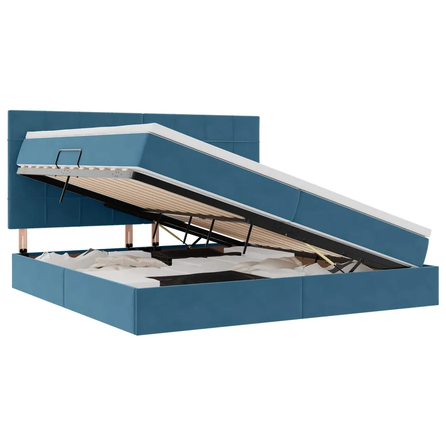 Lit de rangement LED avec matelas Bleu foncé 200 x 200 cm