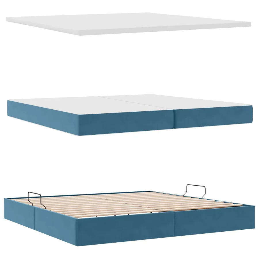 Lit de rangement LED avec matelas Bleu foncé 200 x 200 cm - 4