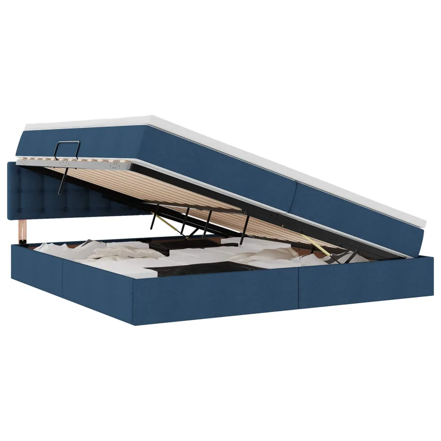 Lit avec rangement et matelas avec matelas Bleu 200 x 200 cm - 2