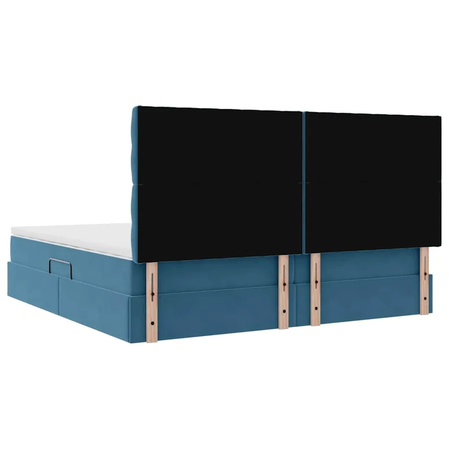 Lit avec rangement et matelas Bleu foncé 200 x 200 cm Velours - 11