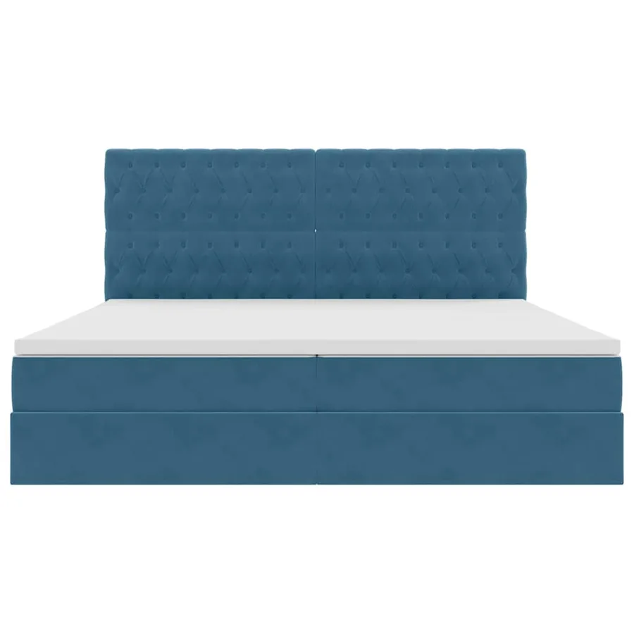 Lit avec rangement et matelas Bleu foncé 200 x 200 cm Velours - 7