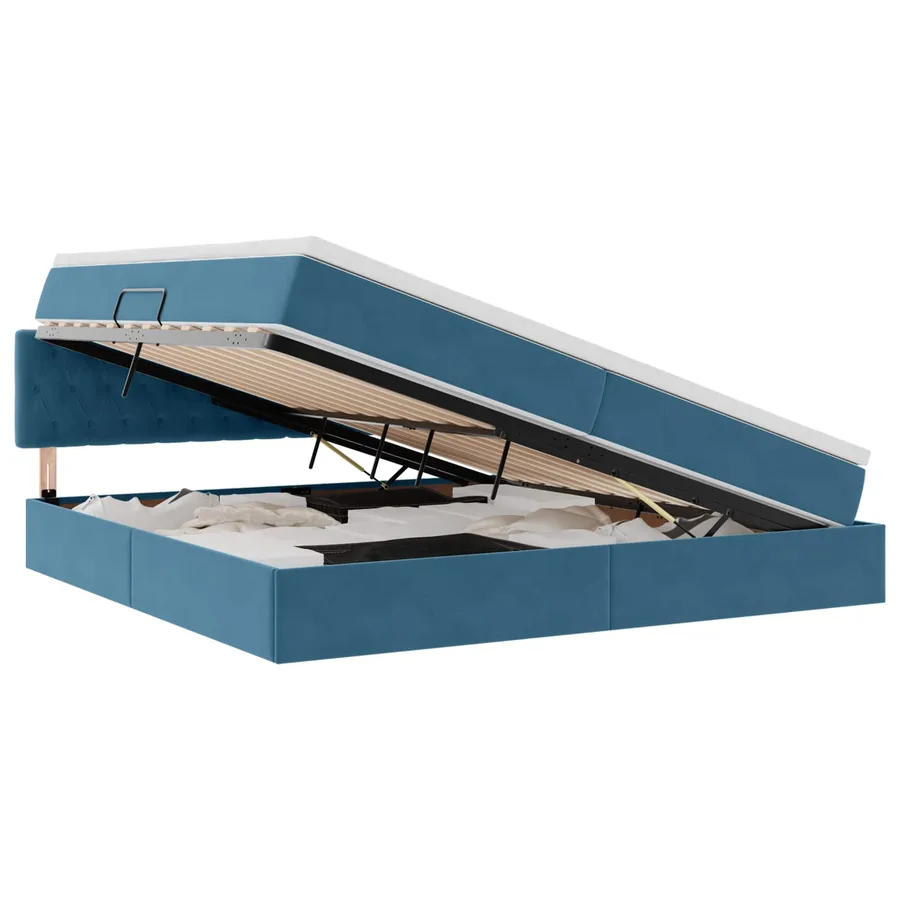 Lit de rangement LED avec matelas Bleu foncé 200 x 200 cm - 2