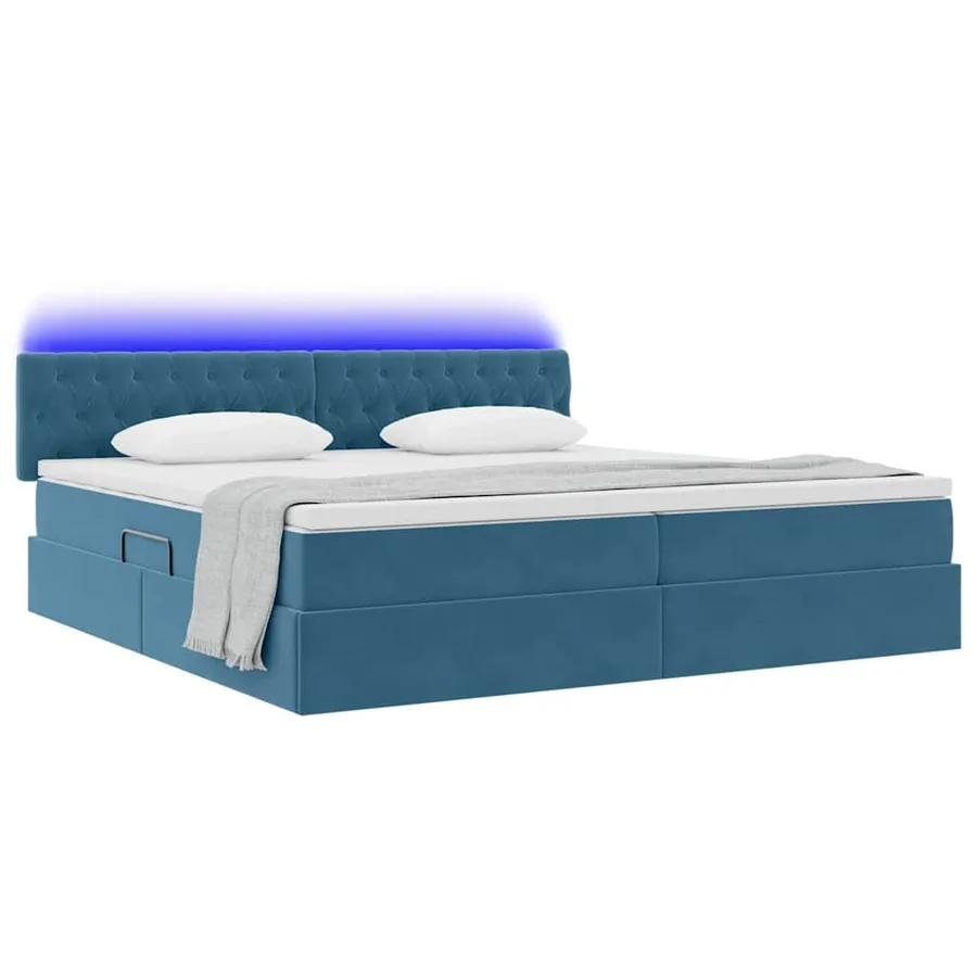 Lit de rangement LED avec matelas Bleu foncé 200 x 200 cm - 3