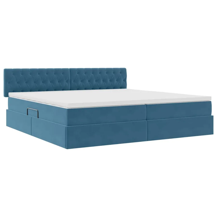 Lit de rangement LED avec matelas Bleu foncé 200 x 200 cm - 6