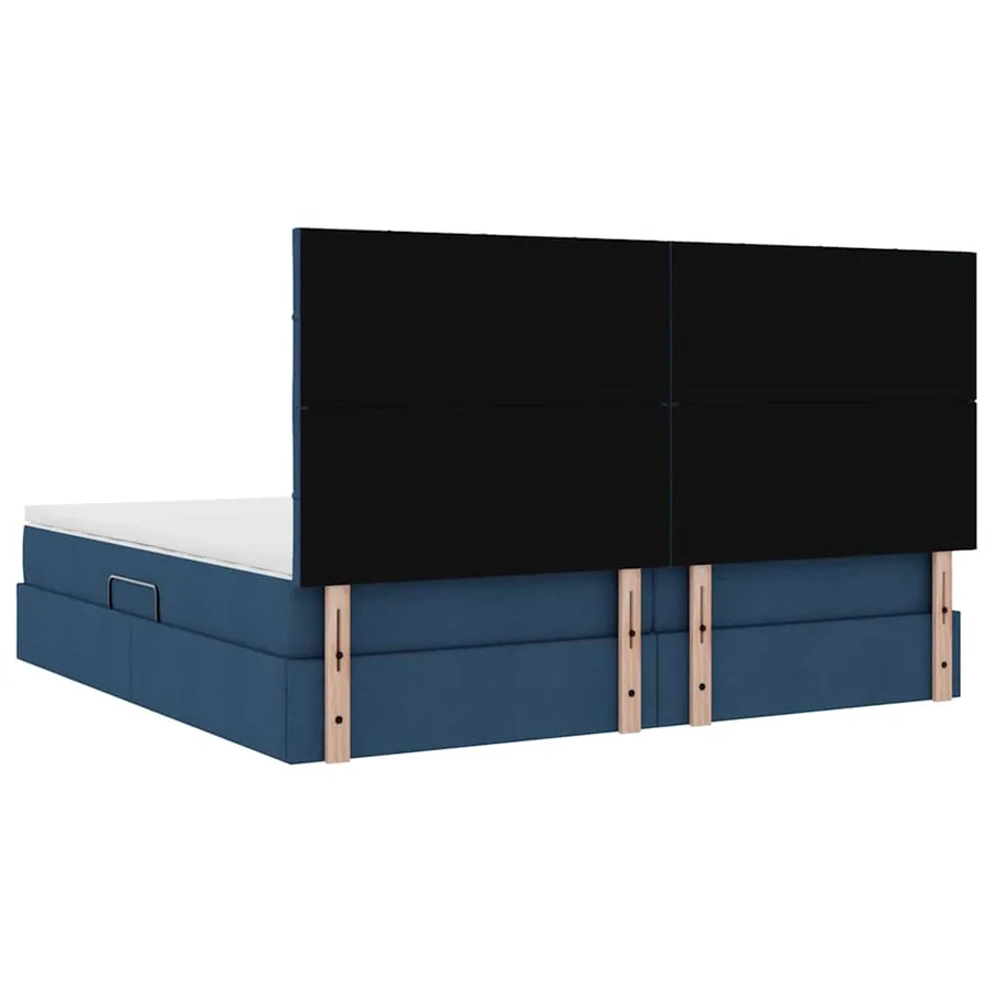 Lit avec rangement et matelas Bleu 200 x 200 cm tissu - 11