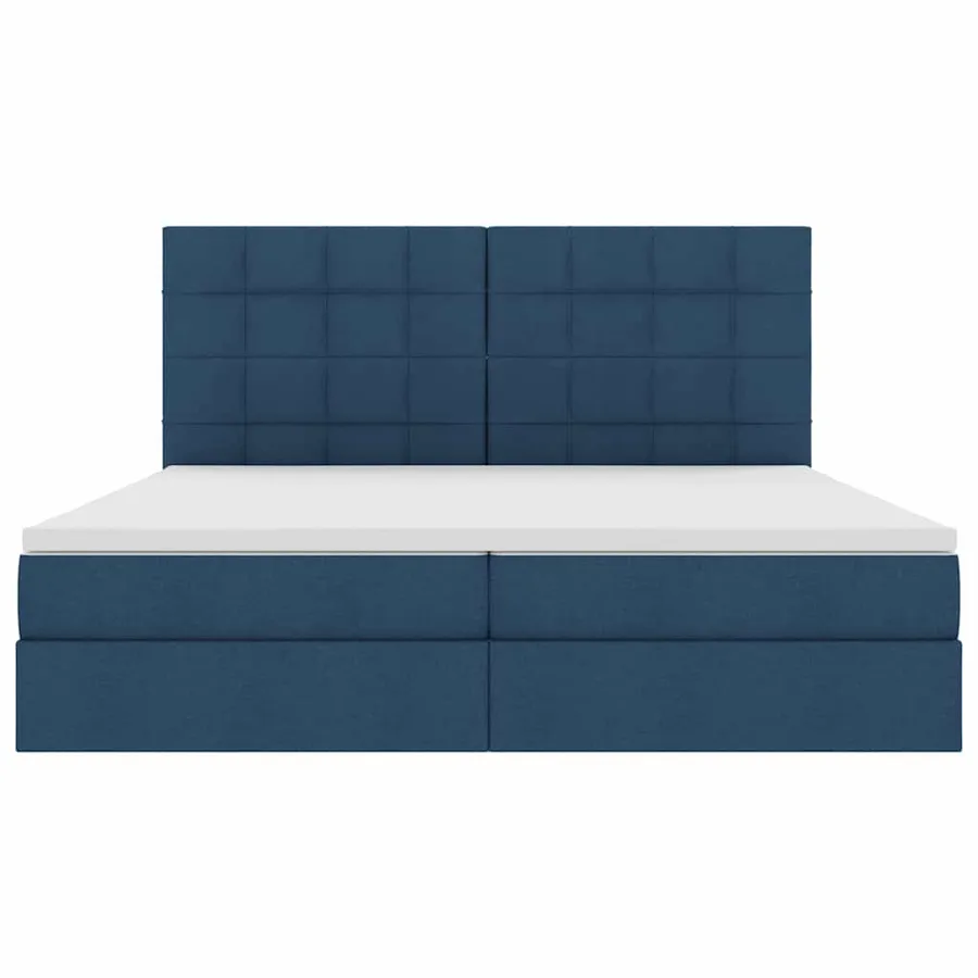 Lit avec rangement et matelas Bleu 200 x 200 cm tissu - 7
