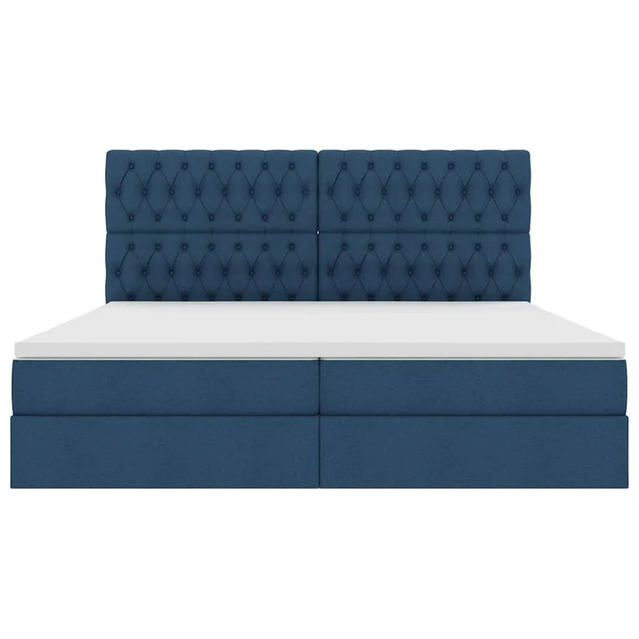 Lit avec rangement et matelas Bleu 200 x 200 cm tissu - 7