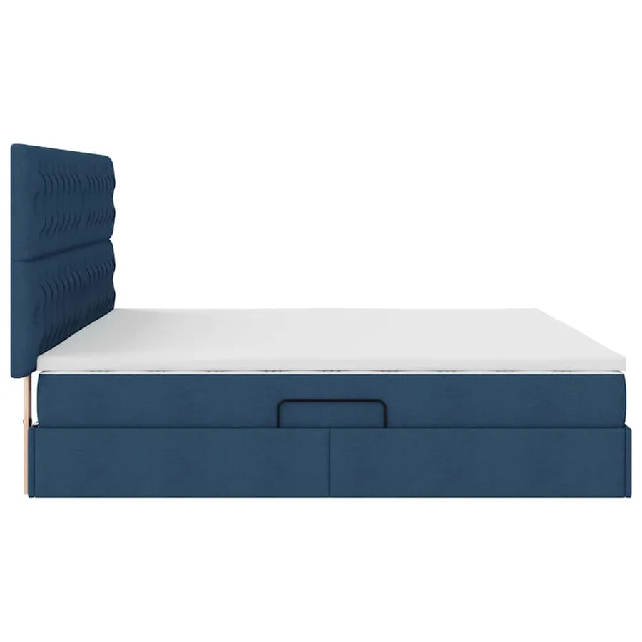 Lit avec rangement et matelas Bleu 200 x 200 cm tissu - 8