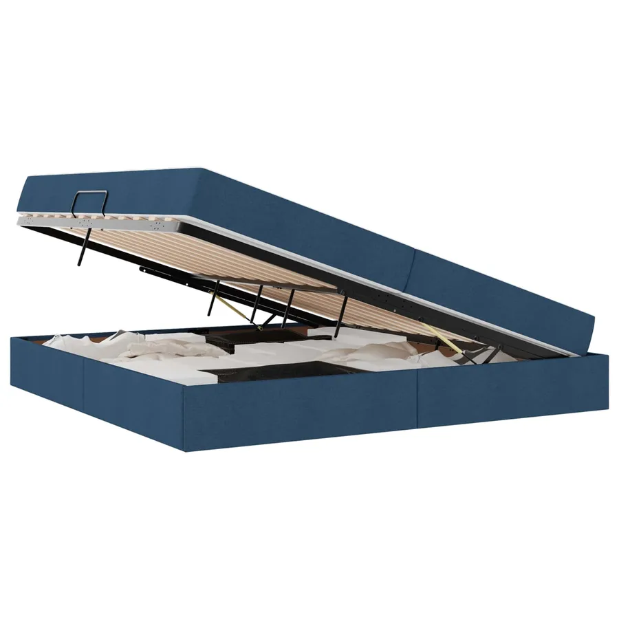 Lit avec rangement et matelas Bleu 200 x 200 cm Polyester - 2