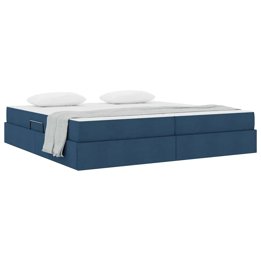 Lit avec rangement et matelas Bleu 200 x 200 cm Polyester - 3