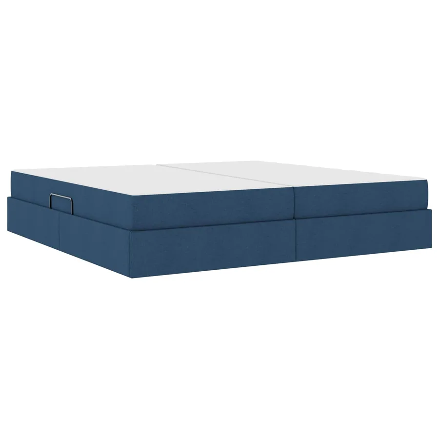 Lit avec rangement et matelas Bleu 200 x 200 cm Polyester - 5