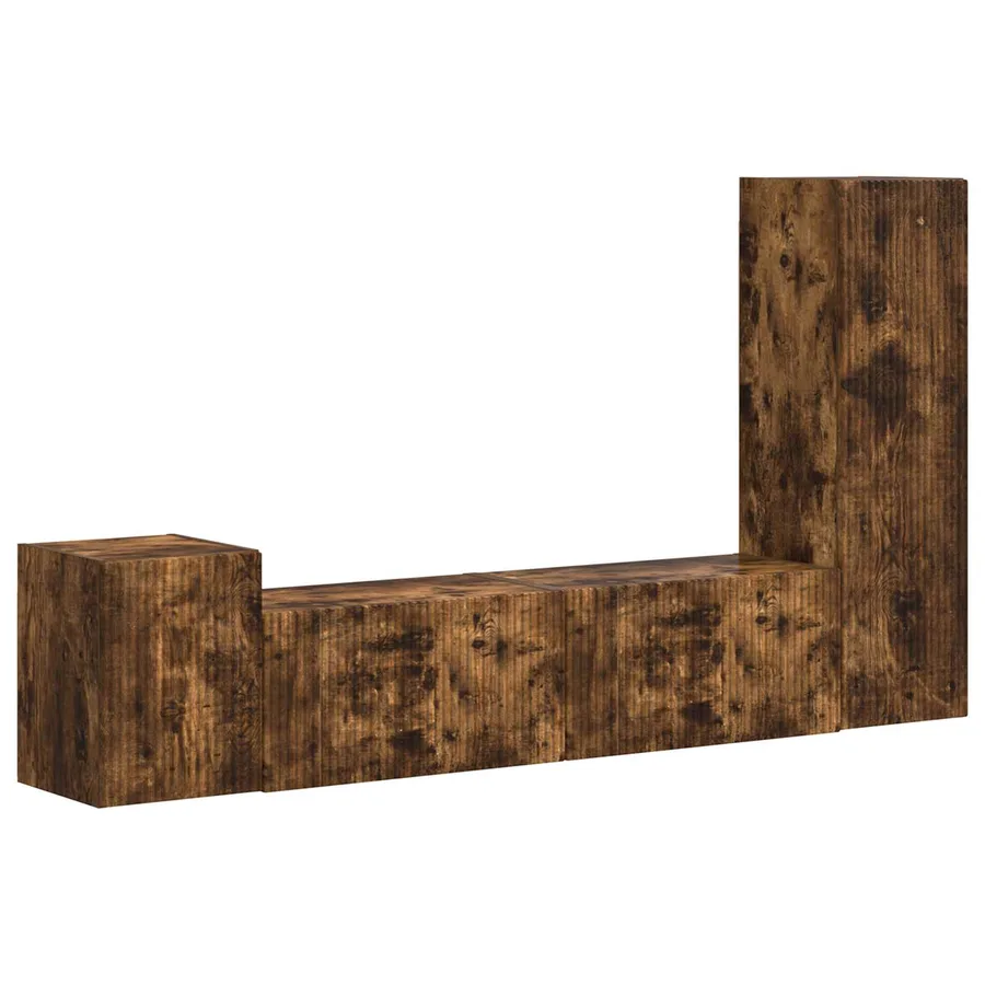 Ensemble meuble TV 4 pcs Chêne fumé Bois d'ingénierie - 2